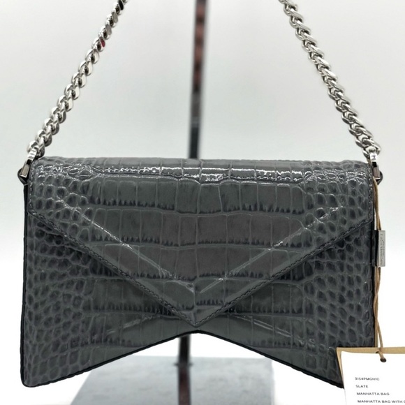 Michael Kors Collection Manhatta Medium Crocodile Embossed Patent Leather Bag - Picture 5 of 12